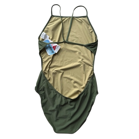 SPORTI Micro Back One Piece Swimsuit Olive Green Size XL 38 NWT Lycra Swimwear - Picture 4 of 7